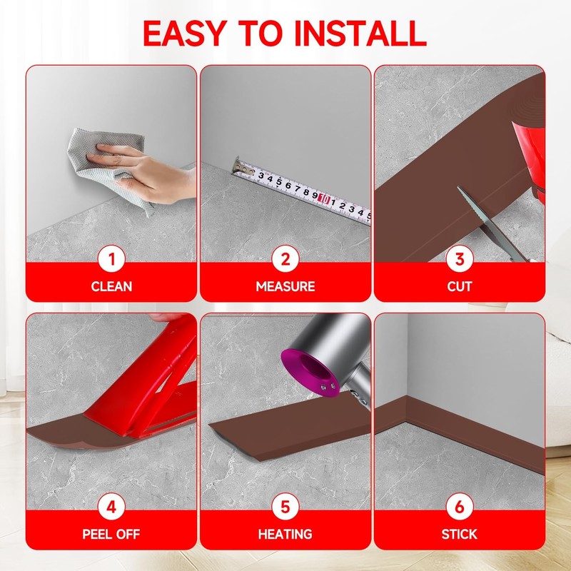 YYGCL Flexible Baseboard Molding Trim 3 Inch W x 40 Feet L Self Adhesive Vinyl W gallery