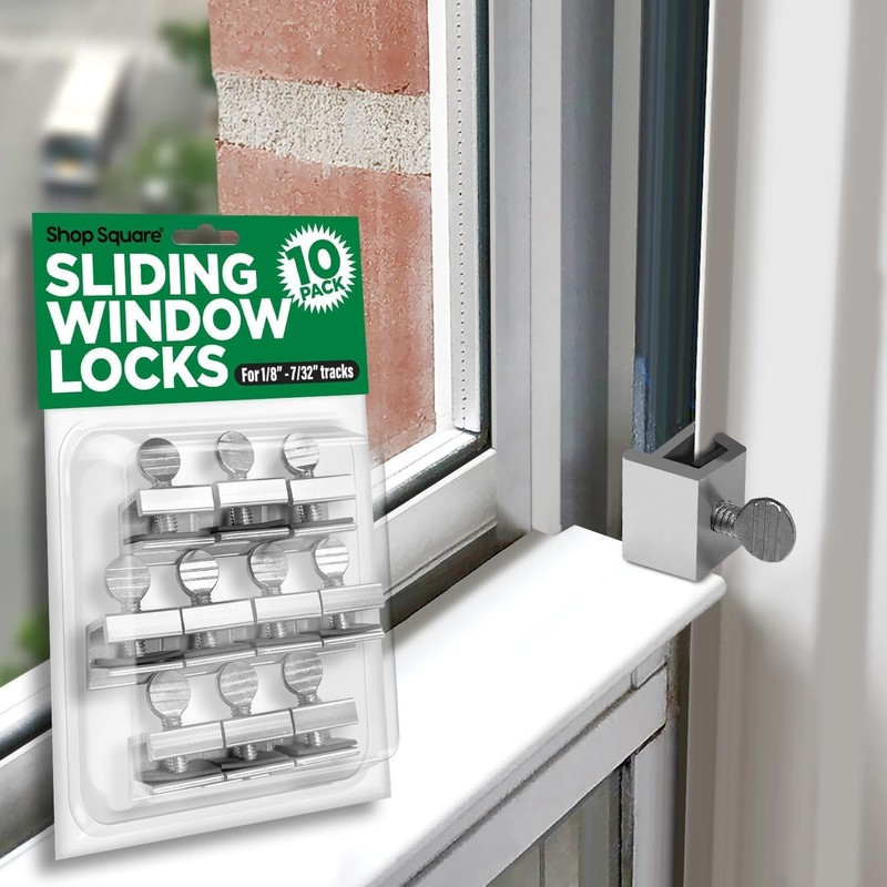 Window Locks 10 Pack Adjustable Aluminum Security No-Drill Horizontal Vertical gallery