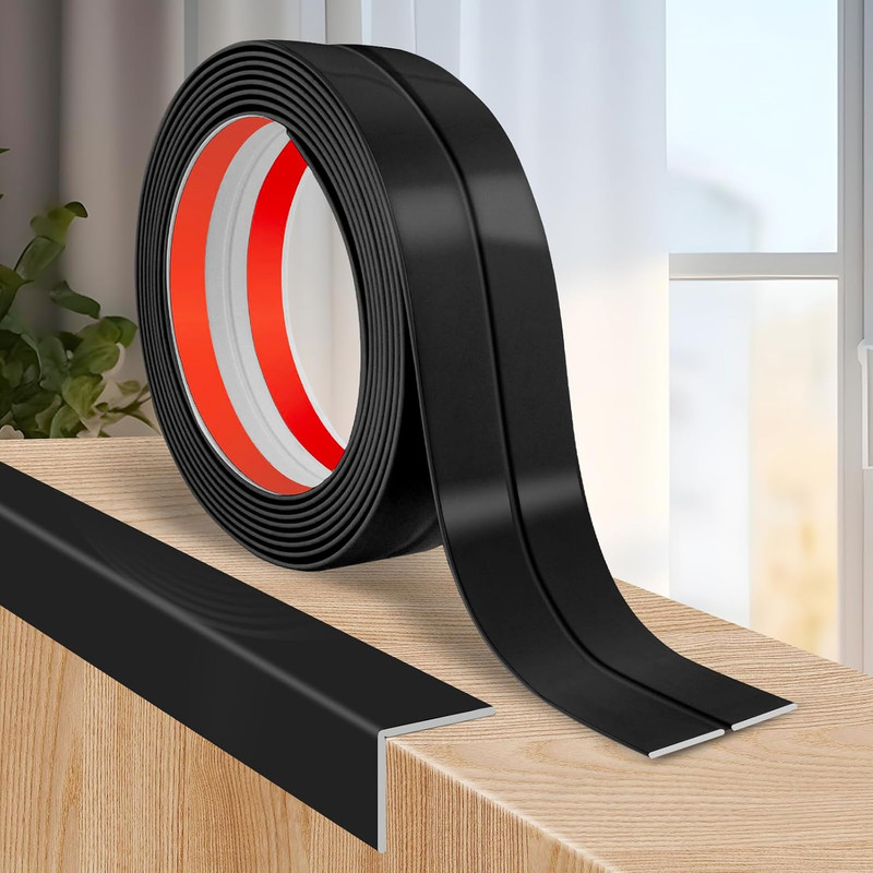 Protector de Esquinas de Pared Flexible Autoadhesivo Moldura 1 6in x 10ft Negro gallery