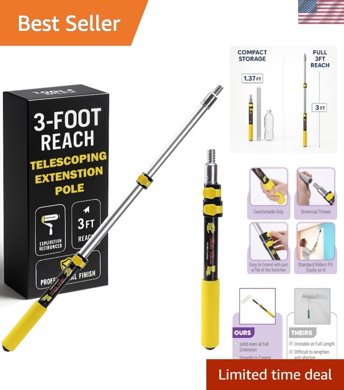 Multi-Purpose 3 Ft Extension Pole – Lightweight Aluminum with Comfortable Handle