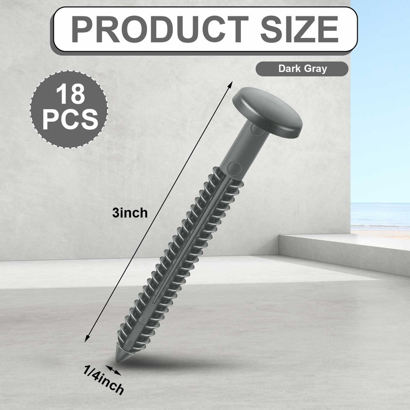 18 Pcs 3" Dark Gray Vinyl Shutter Fasteners and Anchors for Window Panels gallery
