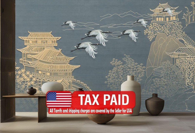 Chinoiserie Flying Cranes Signature Non-Woven (Not Self-Adhesive) Extra Thick