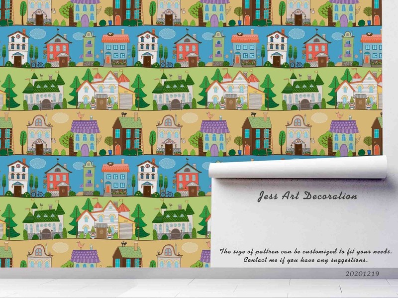 3D Houses Trees Cartoons Pattern Wall Murals Wallpaper Murals Wall Sticker gallery