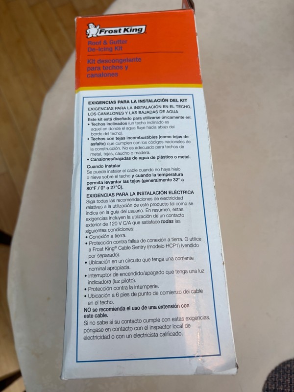 FROST KING ROOF & GUTTER DE-ICING KIT RC60 120V 300W 60FT NEW IN BOX gallery