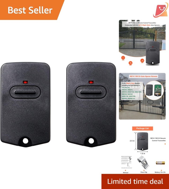 Gate Opener Remote Control 318MHz 2 Pack Upgraded for Mighty Mule GTO
