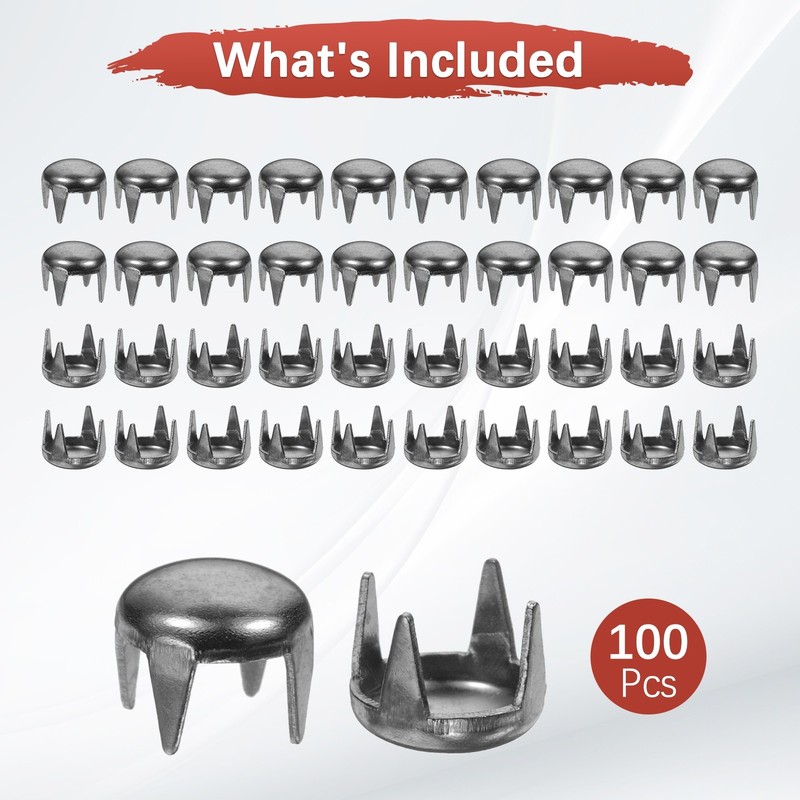 Round Dome Rivets [100pcs] - 5mm Round Dome Studs for Leather Craft - [Black] gallery