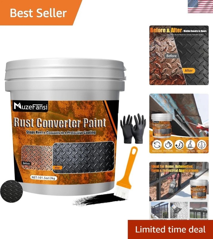2-in-1 Rust Converter & Metal Primer, 101.5oz Black Rust Inhibitor Paint for …