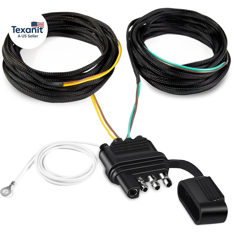 22FT 4 Pin 5 Wire Trailer Wiring Harness Protected by Nylon Net Tube, Utility Pu gallery