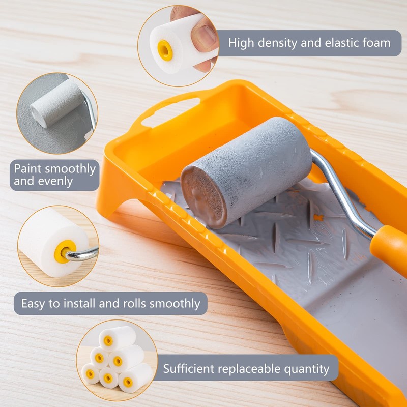 Foam Paint Roller 2 Inch Mini Paint Roller Kit 9 Pack Small Paint Roller with gallery