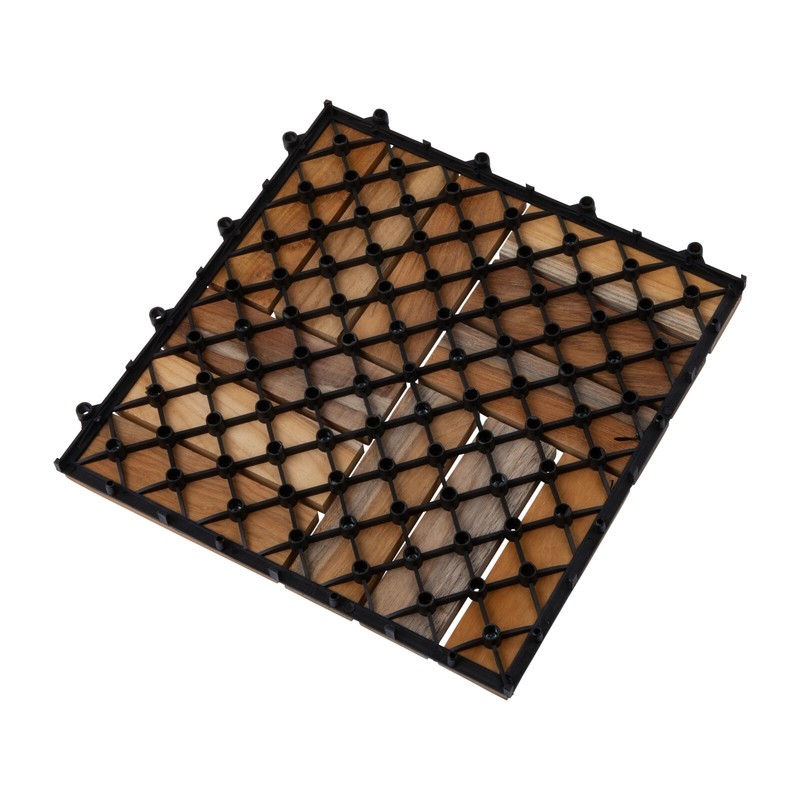 Nordic Style Indoor/Outdoor Interlocking Natural Teak Wood Tile 12 Slat 10 sq ft gallery