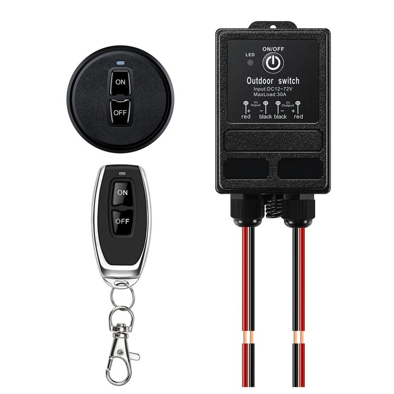 12v Remote Control Relay Switch, DC 12V-72V Wireless Switch 328ft Long Range,…