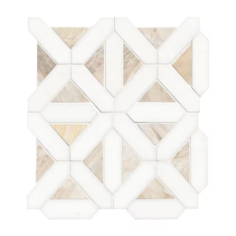 Angora Geometric Pattern 12X12X0.38 In. Polished Marble Mosaic Architectural Lat