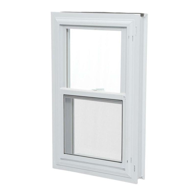 Universal/Reversible Sliding White Vinyl Window with Buck Frame