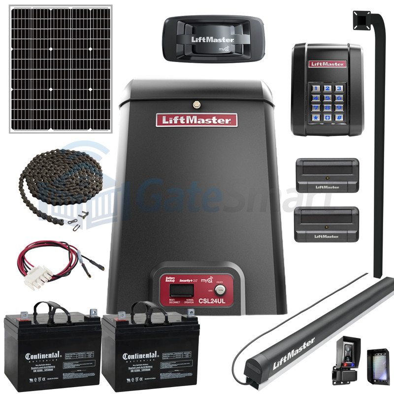 LiftMaster CSL24UL Solar Slide Gate Operator Kit, Remotes, Keypad, MyQ Gateway..