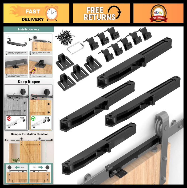 Soft Close Barn Door Hardware Kit, Buffer Damper Stopper for Sliding Doors, 88-1