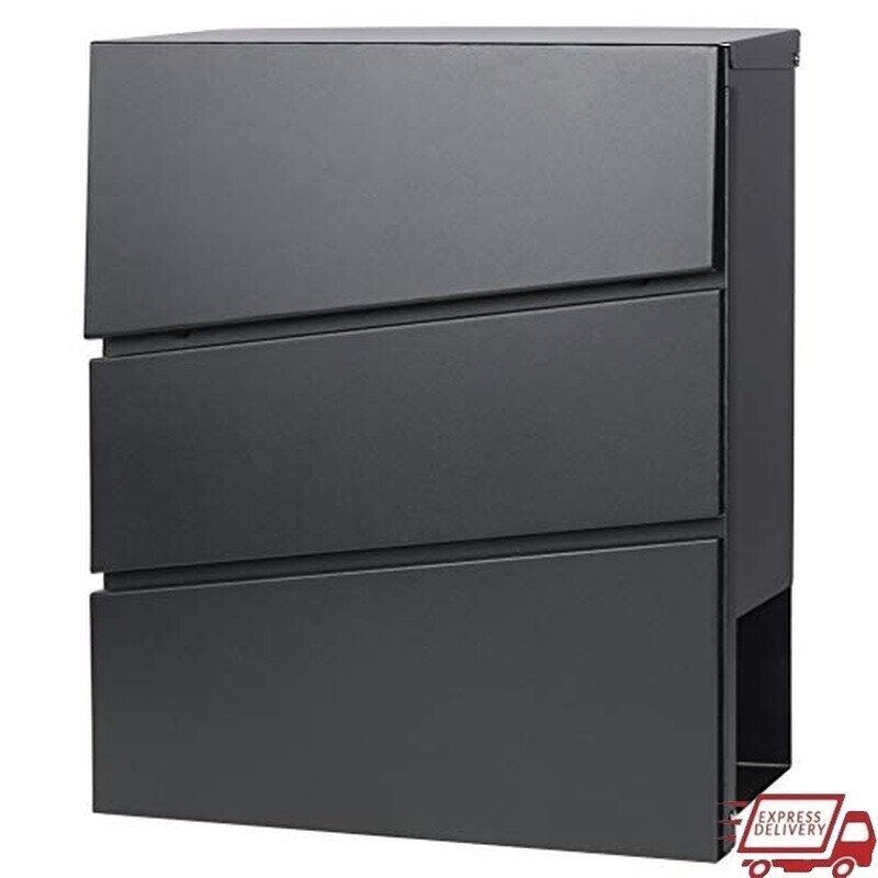 Lockable Outdoor Wall Mailbox Large Capacity Durable Waterproof Secure Key New