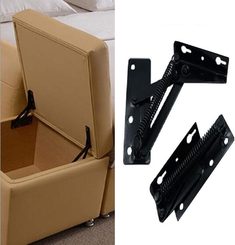 Durable Black Spring Hinges - 80° Foldable Lifting Brackets for Furniture gallery