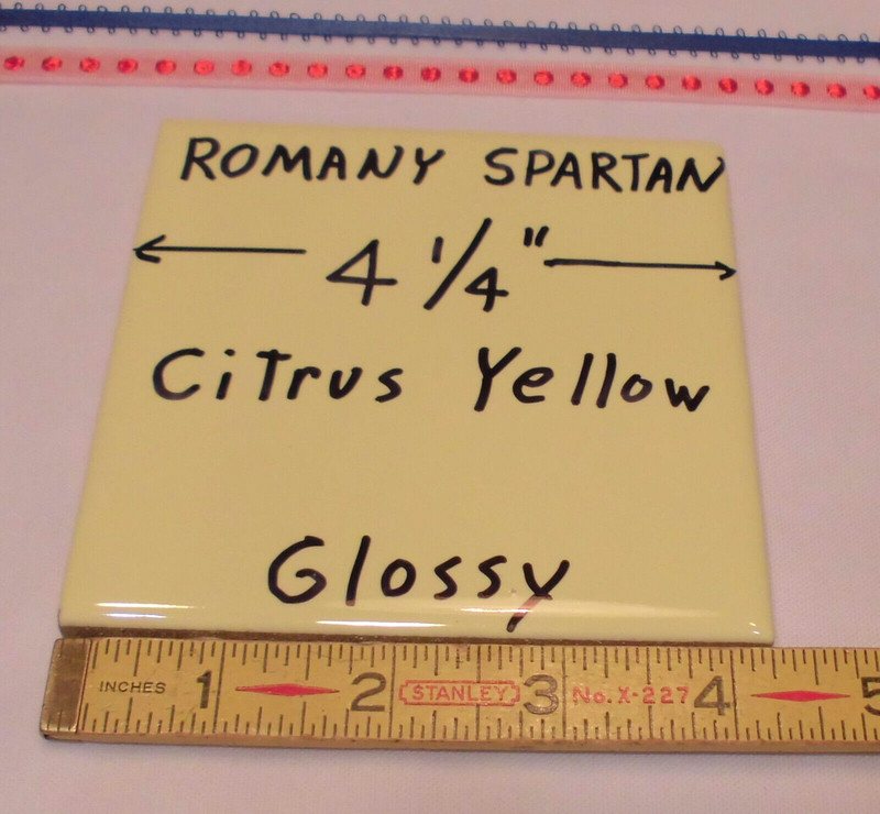 1pc. *Citrus Yellow * 4-1/4″ Glossy Ceramic Tile by Romany Co. Made 1940’s -50’s