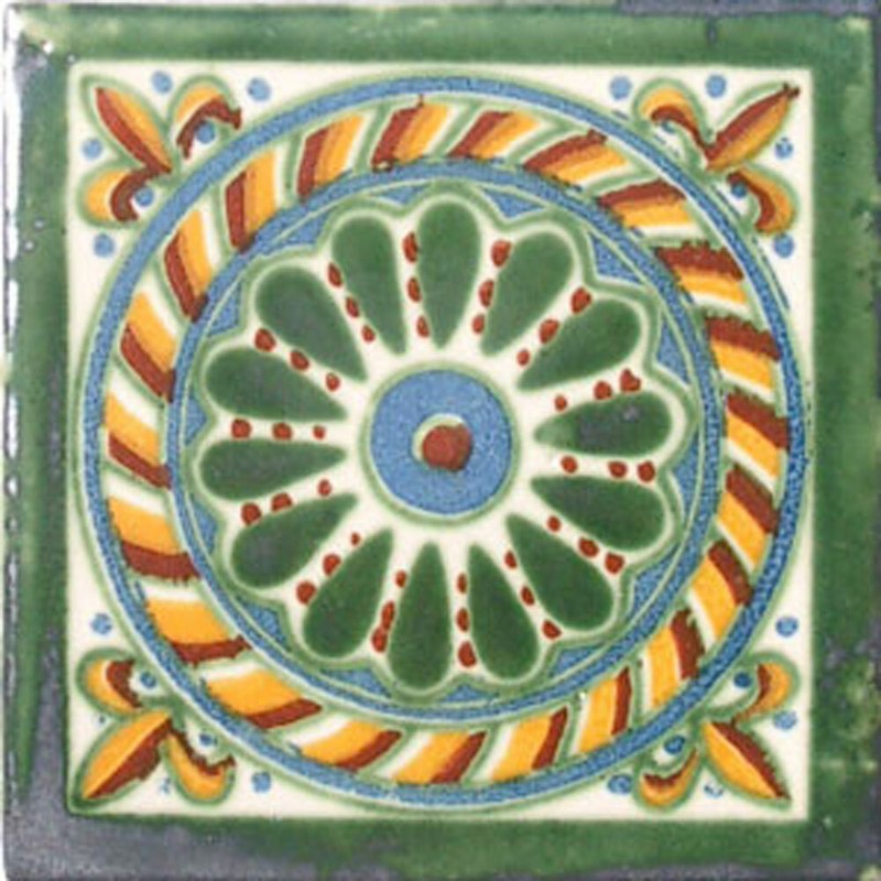 #C051) Mexican Tile sample Ceramic Handmade 4×4 inch, GET MANY AS YOU NEED !!