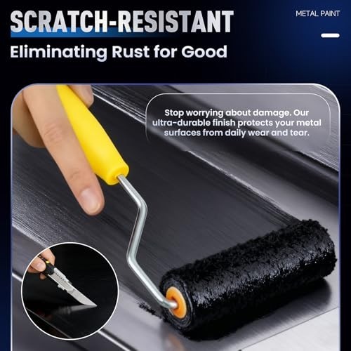 Waterproof Anti-Rust Metal Paint - Black, 16oz for Doors, Fences, Furniture, Cra gallery