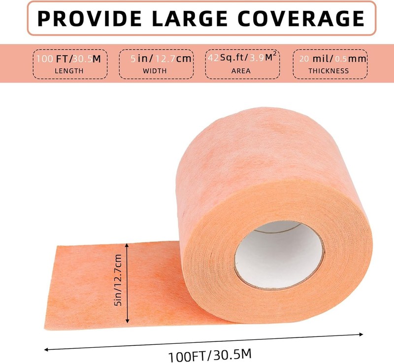 Professional Waterproof Membrane for Shower,5In x 100Ft(42 5IN x 100FT 42 SQ gallery