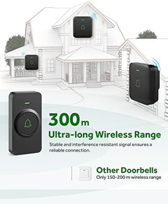 Wireless Door Bell, BA-11 Waterproof Battery Operated Doorbell Chime Operating a gallery