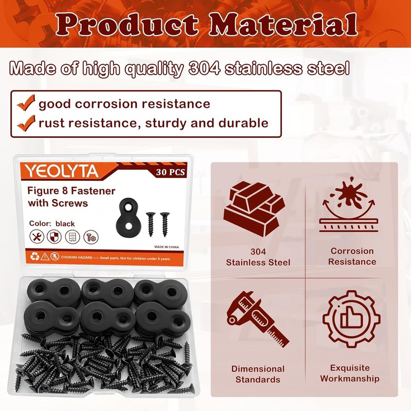 30pc Figure 8 Table Top Fasteners Heavy Duty Desk Connector with Screws 12 Gauge gallery