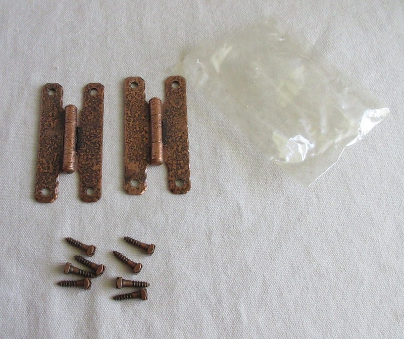 Vintage McKinney flush H hinges hammered copper 3” x 1 1/2” cupboard cabinet NOS