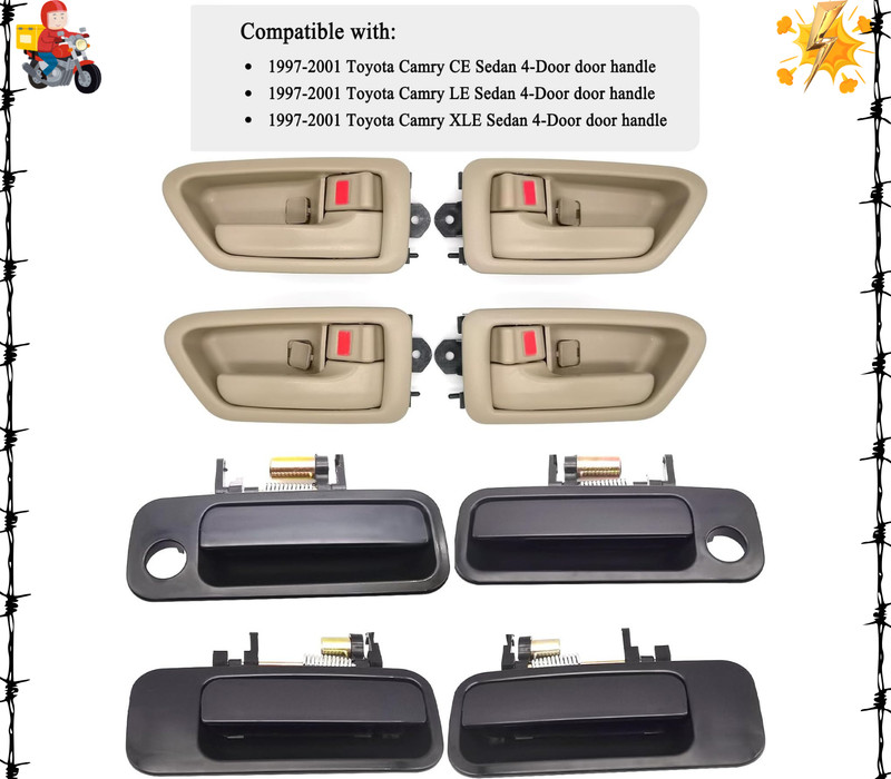 8Pcs Exterior & Interior Door Handles Toyota Camry 1997 1998 1999 2000 2001,