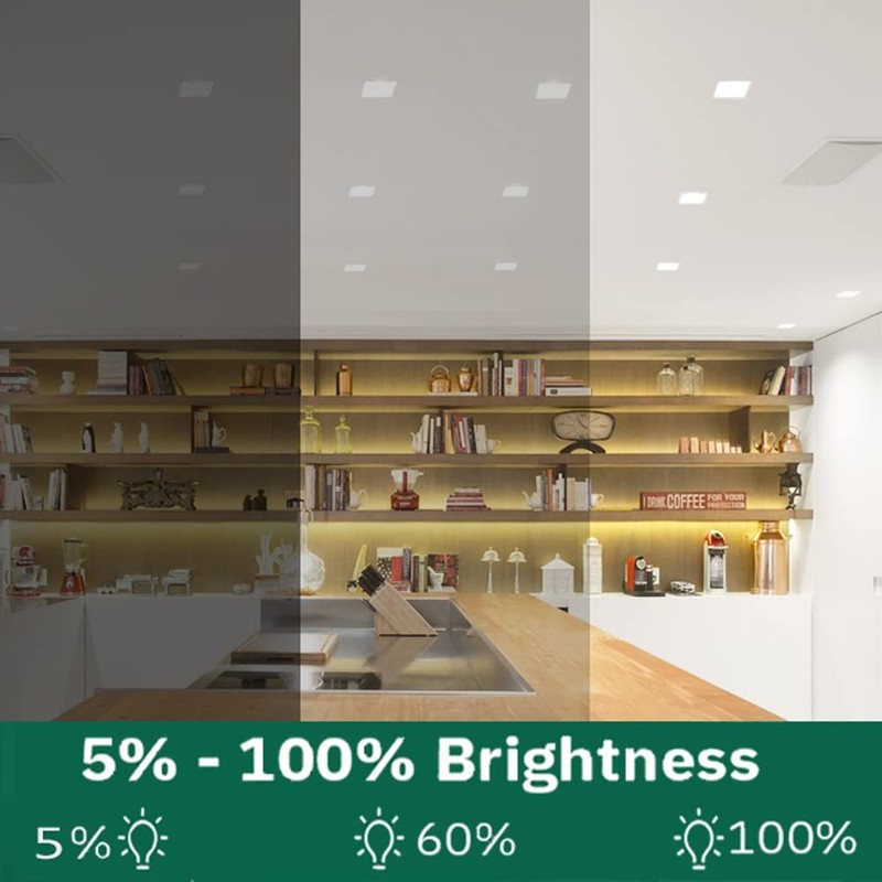 QIBANG 2 Pack Dimmable Square Recessed Lights 8 inch with Junction Box, 3CCT 600 gallery