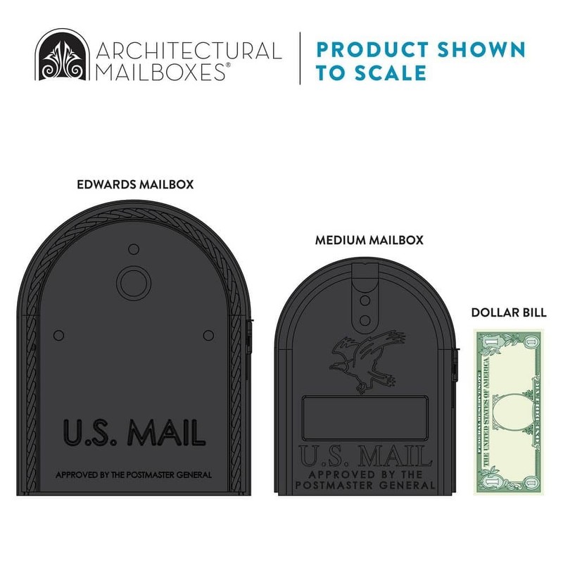 Architectural Mailboxes Edwards Black, Large, Steel, Post Mount Mailbox gallery