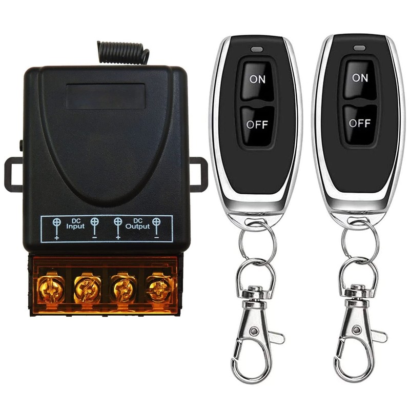 Wireless Remote Control Switch 433MHz, 328ft Range, 40A Relay, 2 Keyfobs, DC 12V gallery