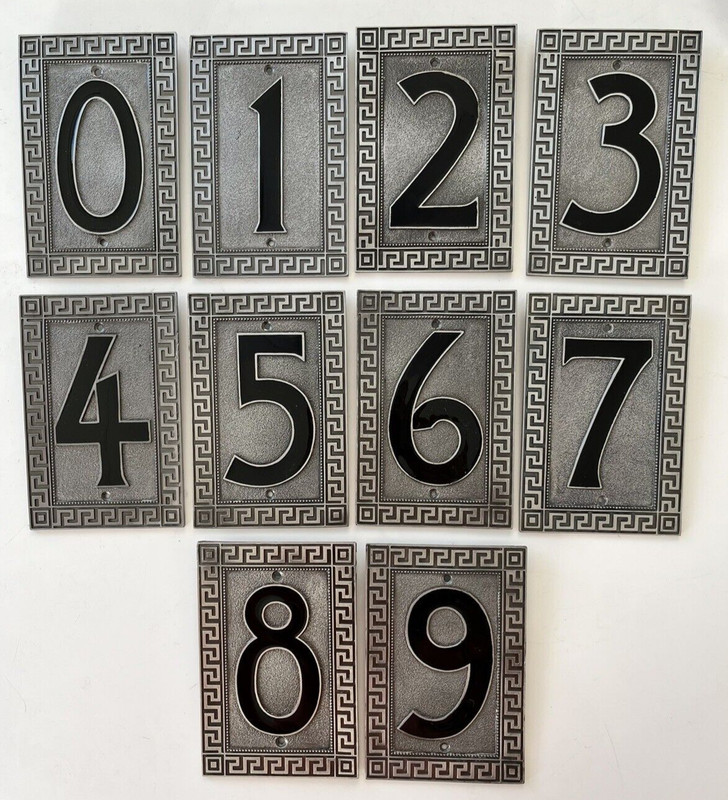 Greek Key Metal House Numbers Pick # From 0-9