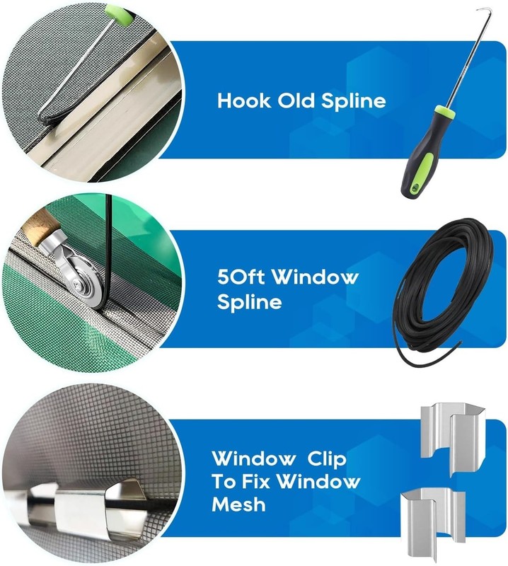 All-in-One Window Screen Kit with 59x106 Mesh, Roller, Clips for Quick Repairs gallery