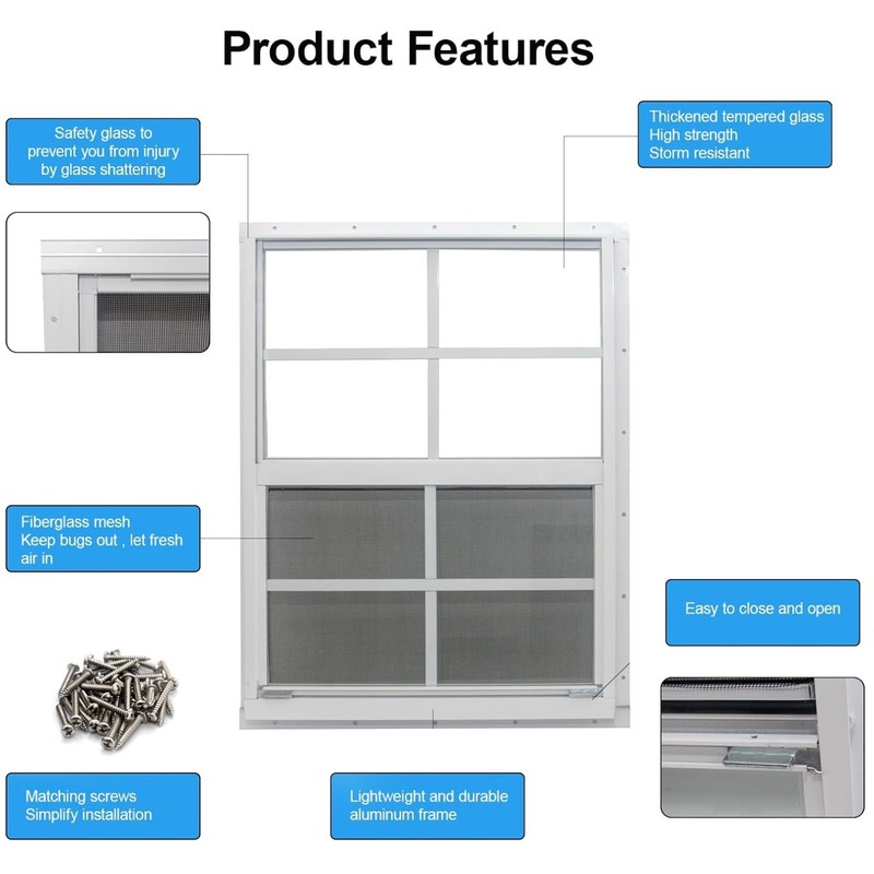 Rust-Free Shed Window Kit, 2-Pack 18×23 Inch, Aluminum Frame