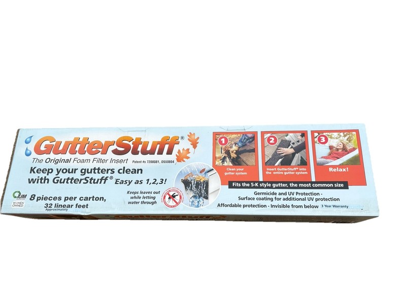 8 ~ Gutter Stuff 5″ X 48″ Black Polyester Foam Gutter Guard For Leaves Debris