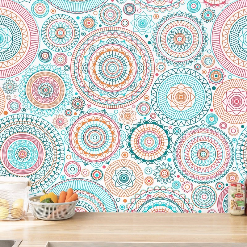 CiCiwind Peel and Stick Wallpaper Boho Contact Paper Kitchen Fun Colorful Wal…