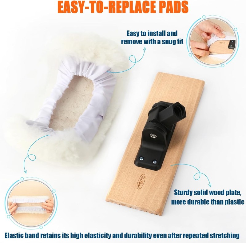 4 Pack 10 Inch Lambswool Applicator Kit, 180° Adjustable Lambskin Deck Stain gallery