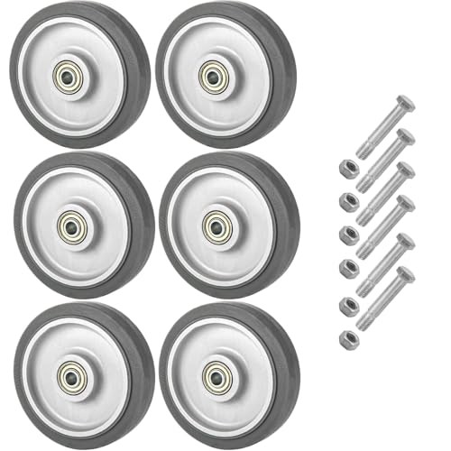 5″ Shopping Cart Wheels Replacement Kit 6 Pack Polyurethane Casters Double