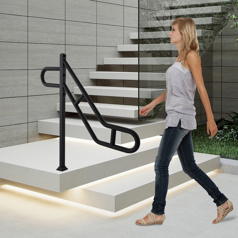Single Post Handrail Floor Mount 1-3 Steps Stair Railing For Porch Balcony Patio gallery