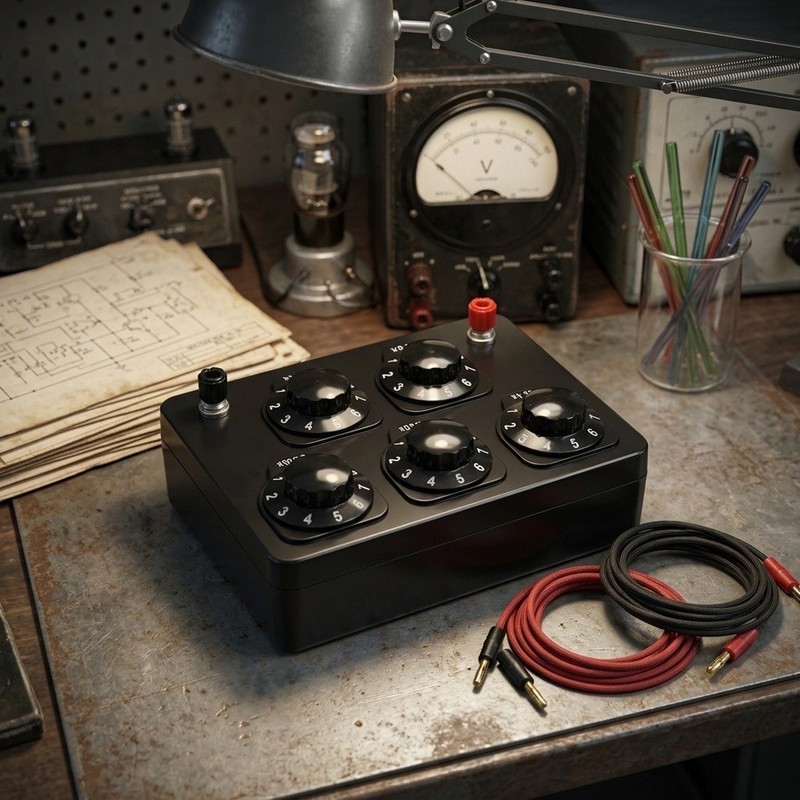For Physics Lab Equipment Resistance Box 0 to 9999.9 Ohms 16.5x12.5x6.4cm gallery