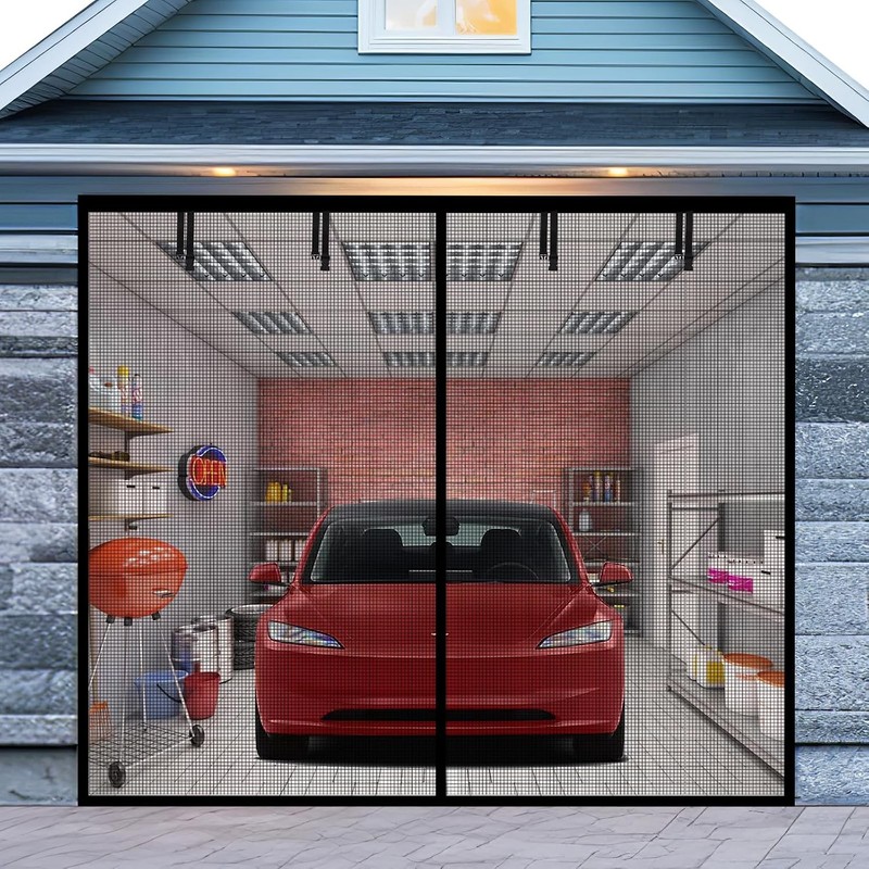 12x7FT Magnetic Retractable Garage Door Screen for 1 Car Garage Door Screens