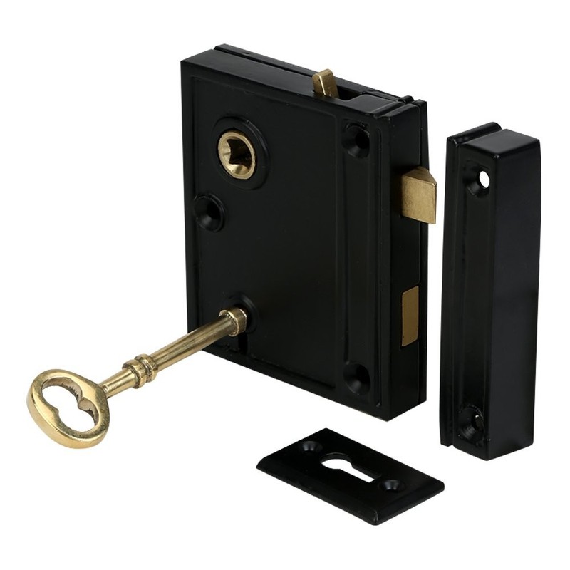 A29® 2 3/8 Inch Backset Rim Lock , Black Powder Coat Finish