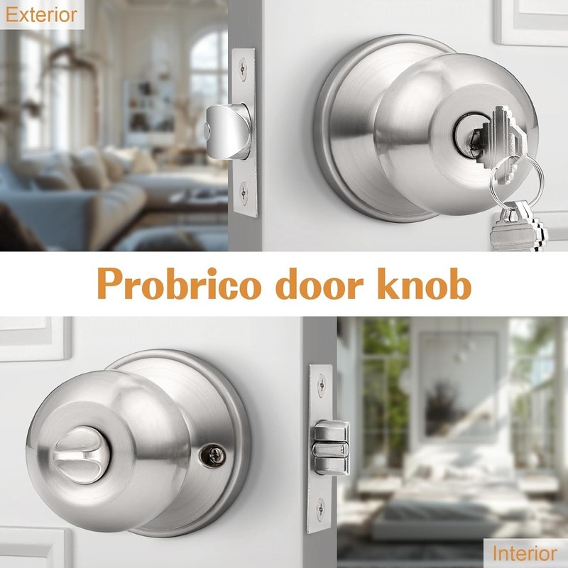 2 Pack Keyed Alike Entry Door Knobs with Lock and Key Ball Door Knob Handles ... gallery