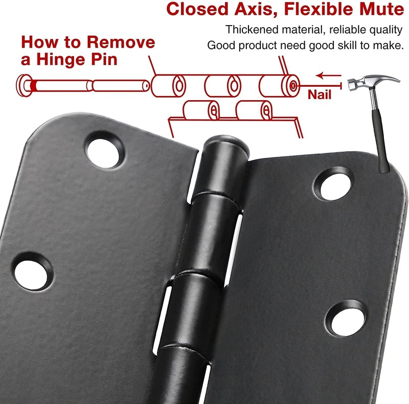 Tdchinges Rounded Door Hinges 3-1/2 X 3.5 Inch 5/8 Radius Matte Black 3 Inch 18 gallery