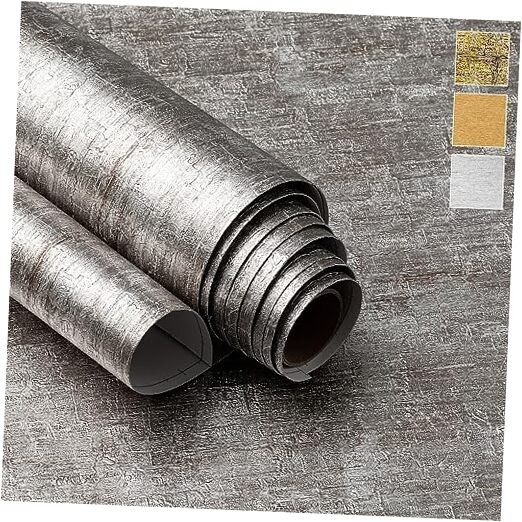 Metallic Textured Silver Contact Paper (61cm x 300cm, 2 24″ x 236″ White Gold