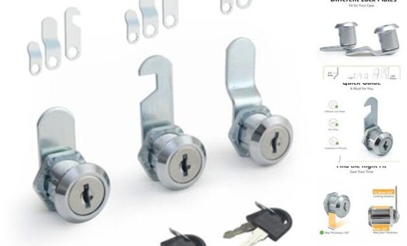 3 Packs Cabinets Locks with Keys, Keyed Alike Cam Lock for File Cabinet,