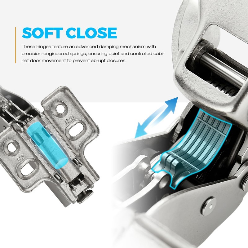 2 Pack European Half Overlay Soft Close Cabinet Hinges Concealed Frameless gallery