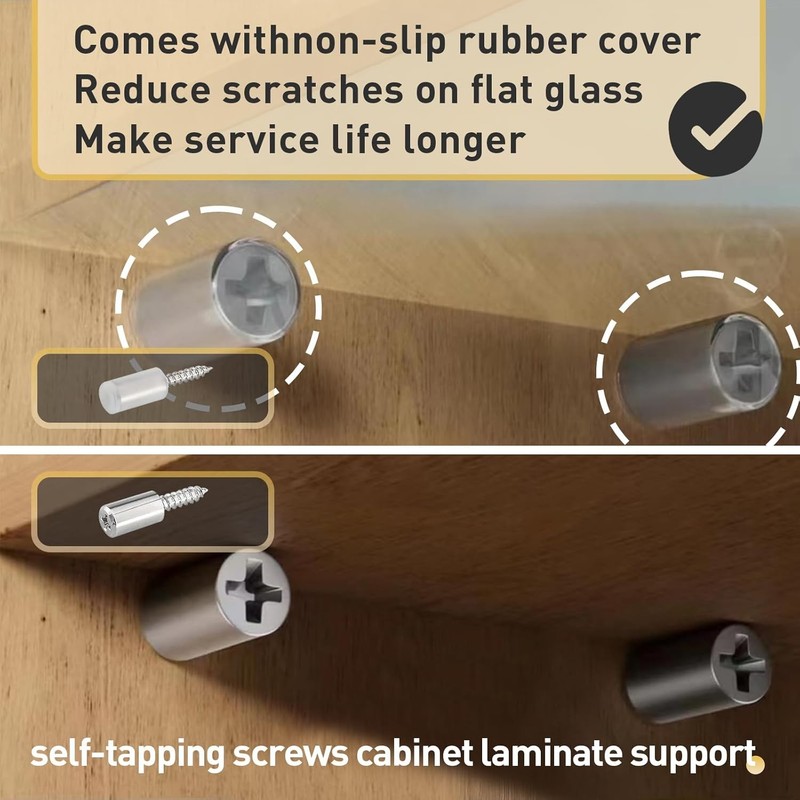 40× Self Tapping Screws Cabinet Laminate Support Shelf Pins & Non-Slip Sleeve US gallery