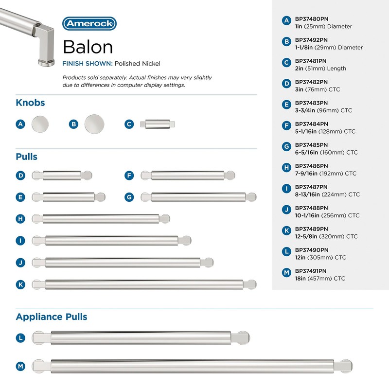 Balon 1 Inch 25mm Diameter Polished Nickel Cabinet Knob Round Hardware gallery